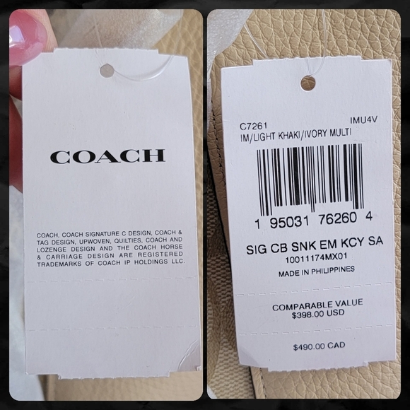 NWT Coach C7261 Kacey Satchel Colorblock Signature Canvas Ivory Pebbled Leather - Picture 15 of 16